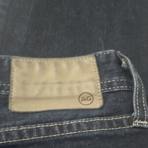 Ag Adriano Goldschmied Blue Denim Jeans with Leather Patch